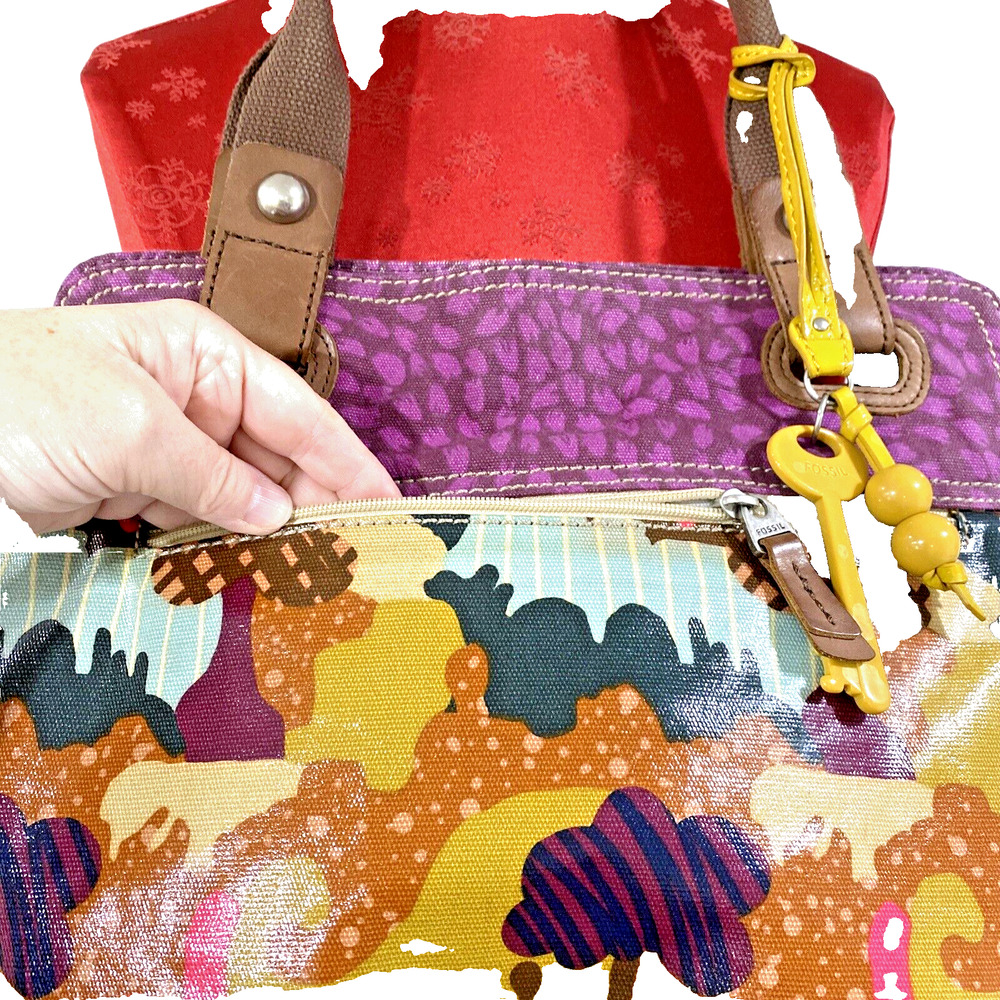 Vintage Fossil Key-Per Shoulder Bag Purse Plastic… - image 5